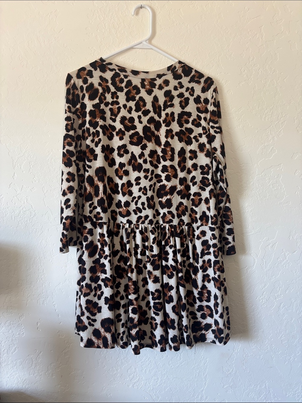 Honeyme Leopard Print Babydoll Tunic Top (dress) Women’s Large soft boho